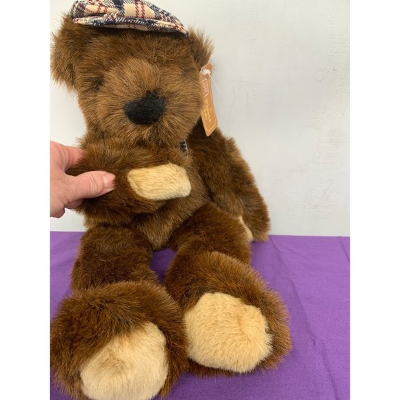 A Fiesta Toy Brown Long Leg Bear Brown 19 Inch Plaid Hat Bow Brown Plastic Eyes - Picture 3 of 14